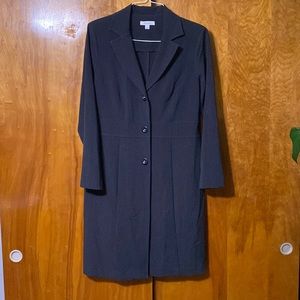Dress barn size 12, long dress coat dark grey